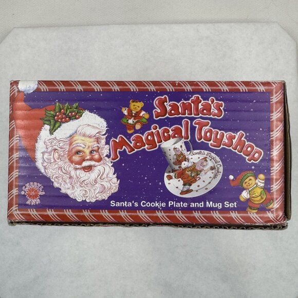 Vintage Santa's Magical Cookies Plate Mug Set By Cheryl Ann Christmas Stoneware - Picture 13 of 16